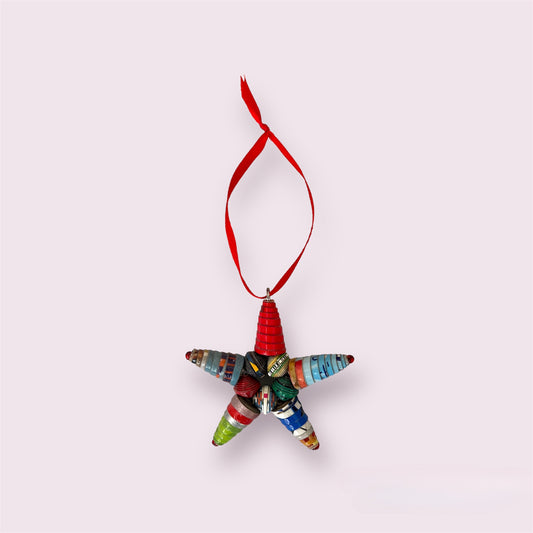 Stellar Harmony: Recycled Cardboard Star Ornament