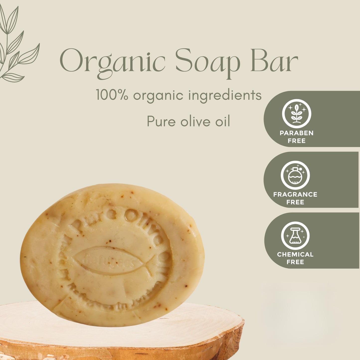 Organic Pure Olive Oil Soap - Handmade by Refugees in Jordan