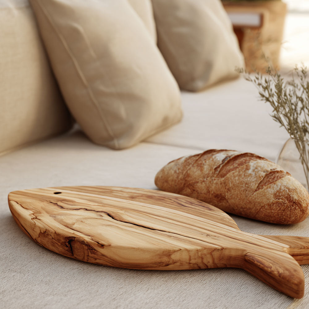 Olive Wood Cheese Board Fish