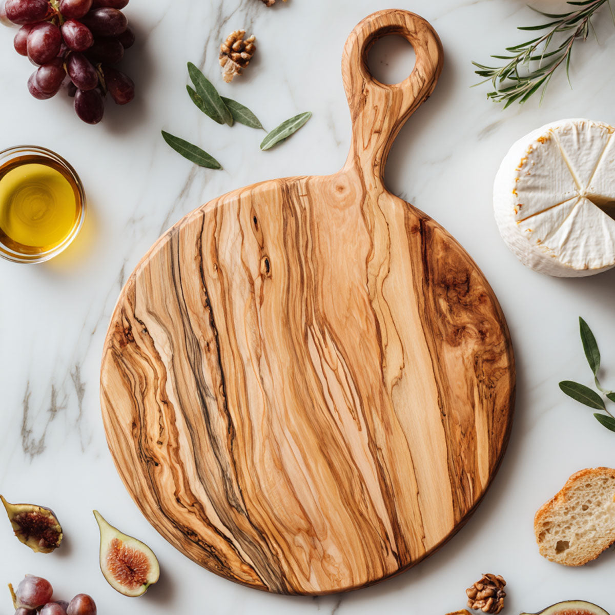 Olive Wood Cheese Board-Circle