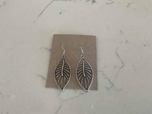 Silver Leaf Dangle Earrings