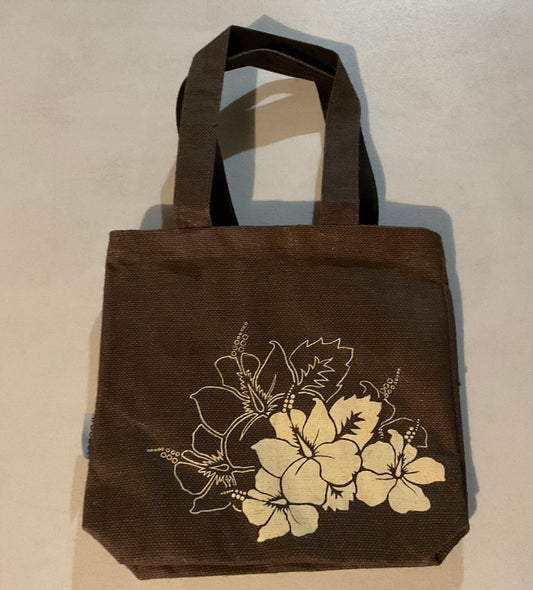 Brown Canvas Flower Tote