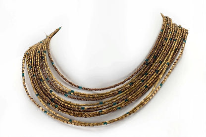 Artisan-crafted Grecian Goddess Bronze Chocolate Teal Necklace