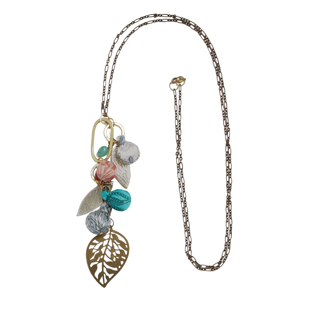 Summer Orchard Necklace, Blue & Pink Medley
